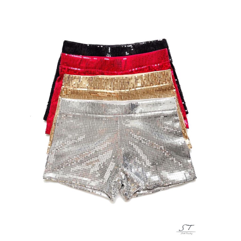 Quần Short Dáng Ôm Co Giãn Đính Kim Sa Lấp Lánh Thời Trang Mùa Hè CY03 Cho Nữ