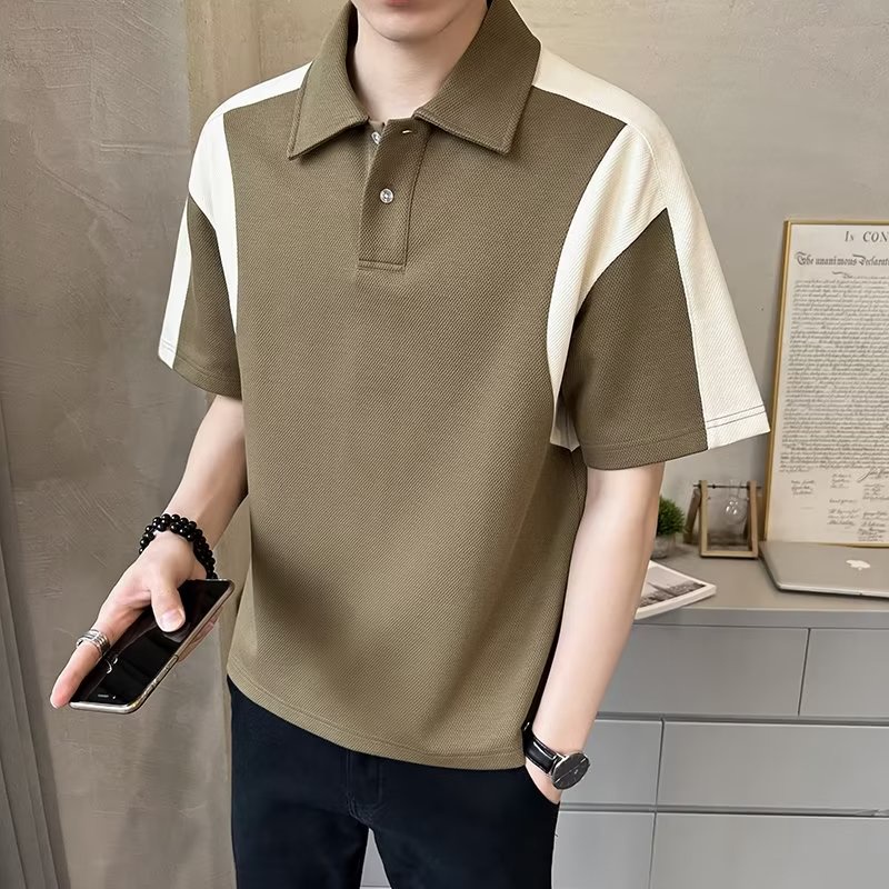 Áo Thun polo Ngắn Tay Cỡ Lớn Phối Màu Tương Phản Thời Trang Hàn Quốc Cho Nam size M-3XL
