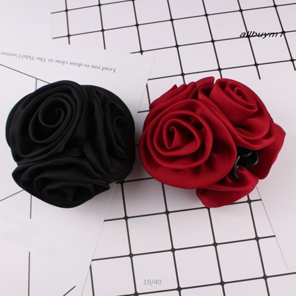 Kẹp Tóc Càng Cua Chống Trượt Hình Hoa Hồng / Bông Hoa Hồng Vải Chiffon