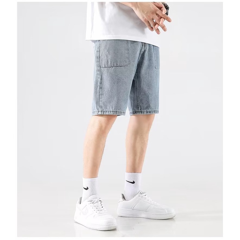 Quần Short Denim Ống Rộng Phối Túi Lớn Thời Trang Mùa Hè Mới Cho Nam