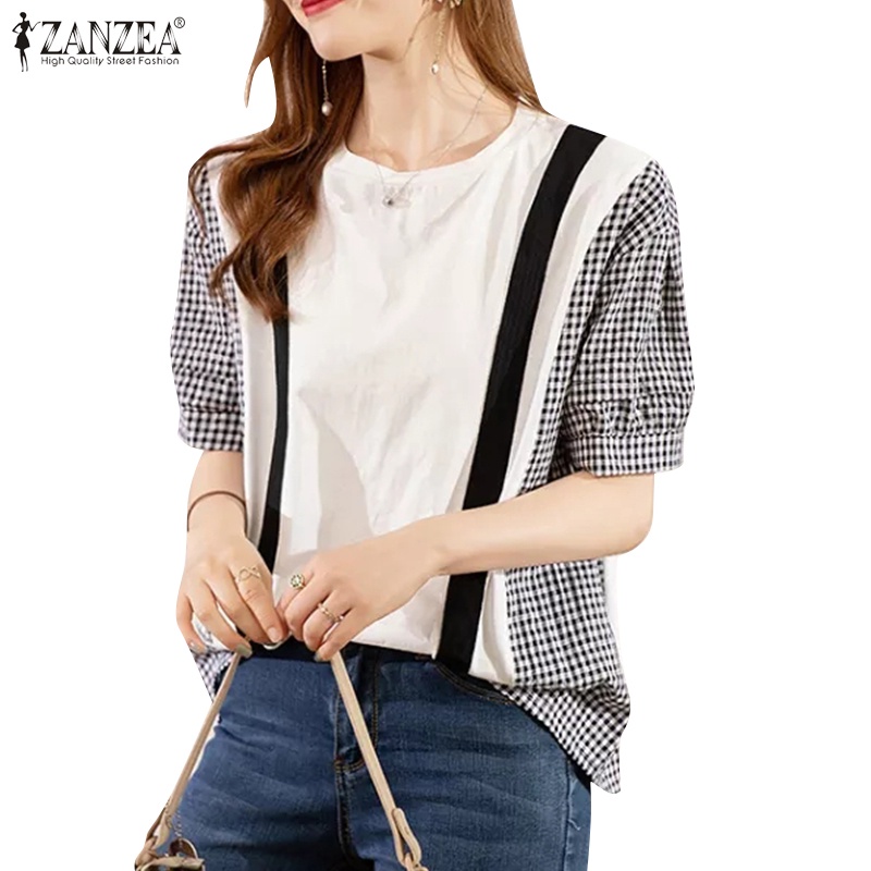 Zanzea Áo Thun Ngắn Tay Giả Hai Lớp Phong Cách Hàn Quốc Dành Cho Nữ