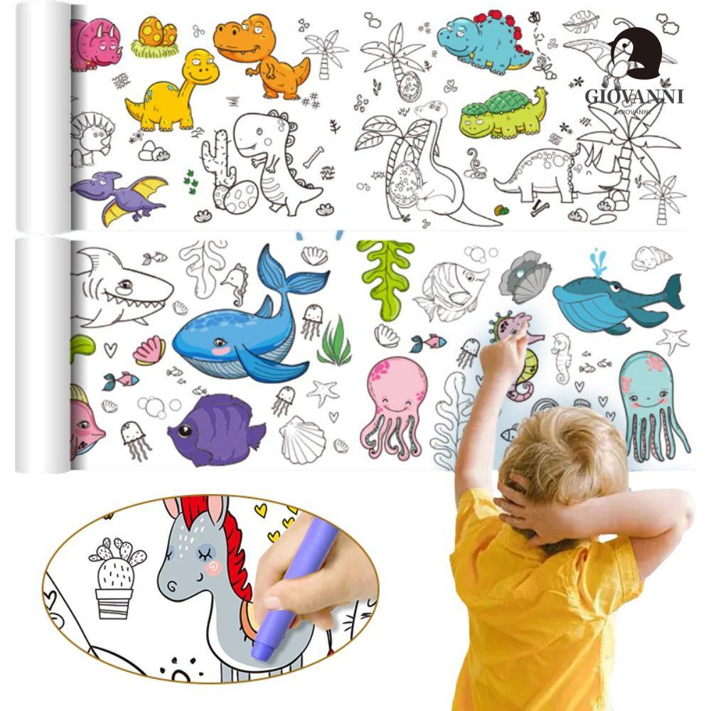 GIOVANNI Cuộn Giấy Vẽ Tranh Màu Sắc Graffiti Diy Cho Bé