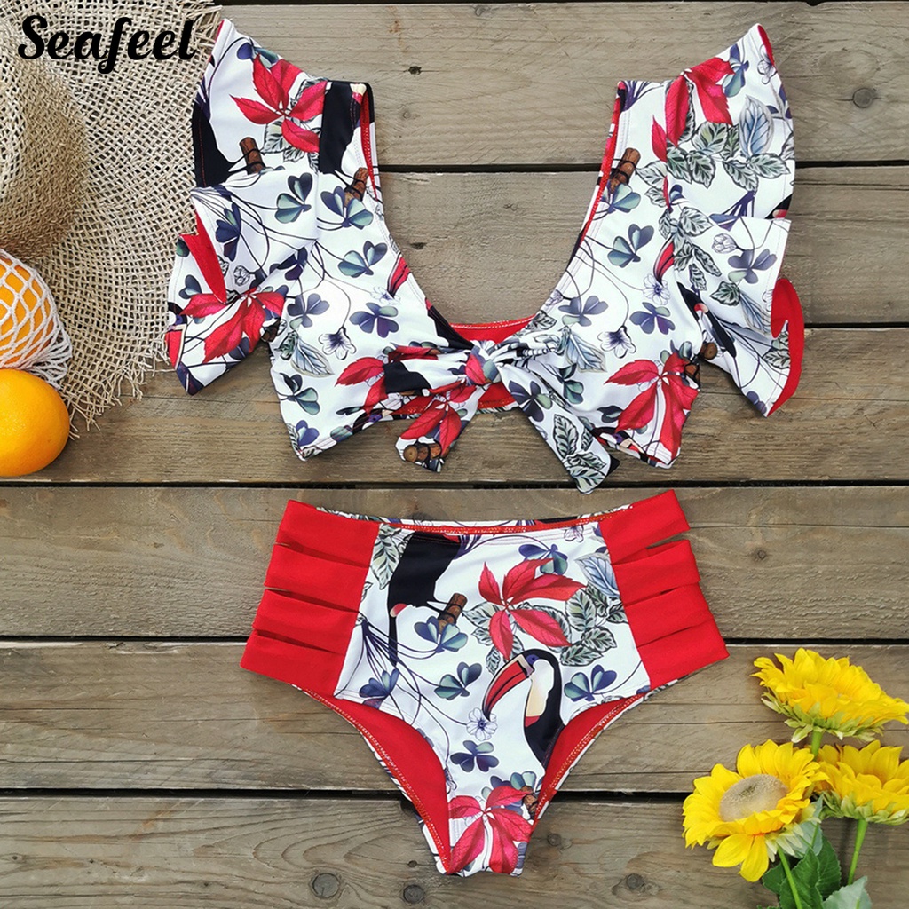 1 Bộ Đồ Bơi Bikini In Họa Tiết Thoáng Khí Cho Nữ