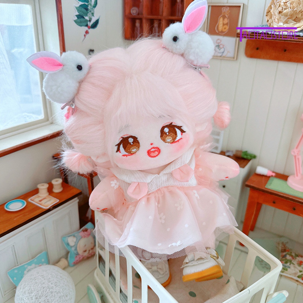 Búp Bê Vải Mềm Bắt Mắt Hình Thỏ Đáng Yêu 20cm Kèm Kẹp Tóc
