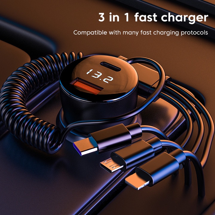 Tẩu Sạc Nhanh PD USB C 230W 3 Trong 1 Cho Samsung Huawei