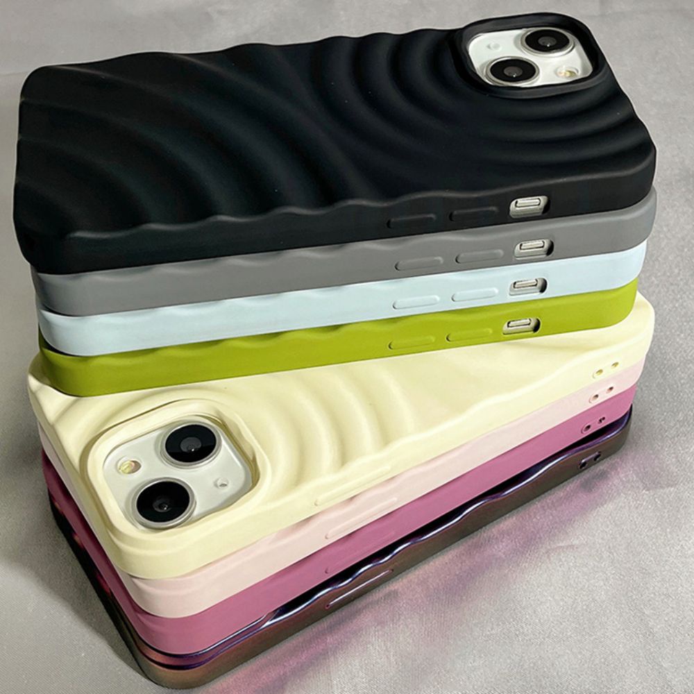 Ốp Điện Thoại TPU Mềm Chống Sốc Màu Trơn Họa Tiết Lượn Sóng Cho IPhone 14 13 12 11 Pro Max X XR