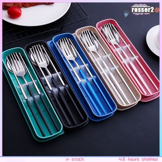 Bộ dao kéo bằng thép không gỉ 304 xách tay hàn quốc dày đũa kim loại muỗng nĩa 3 bộ -rosser2