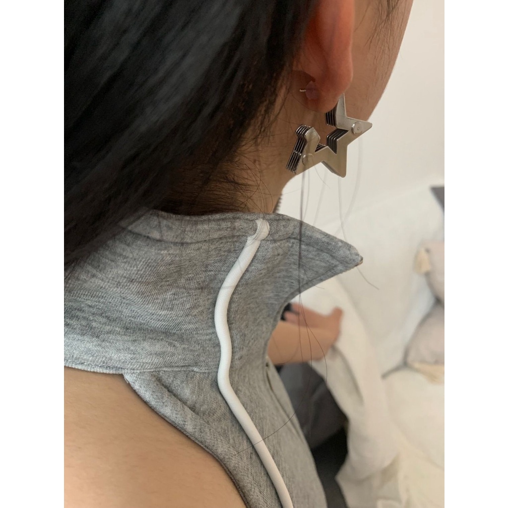 Khuyên Tai Nhiều Lớp Hình Ngôi Sao Phong Cách Công Nghiệp Đơn Giản Cá Tính Dễ Phối Đồ