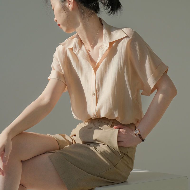 Áo Sơ Mi Mỏng Nhẹ Tay Ngắn Phong Cách Thời Trang Retro Dành Cho Nữ