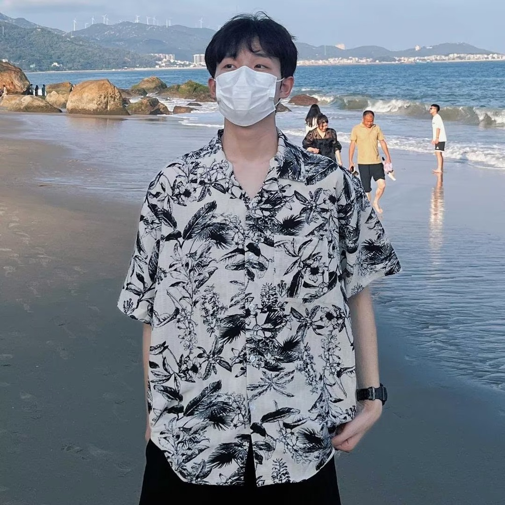 Áo Sơ Mi Lụa Lạnh Mỏng Cao Cấp Tay Ngắn Dáng Rộng Phong Cách Nhật Bản Thời Trang Mùa Hè Mới Cho Nam