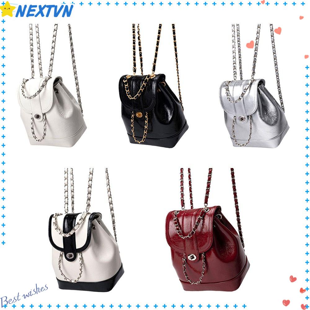 Ba Lô Da Phối Dây Xích Thời Trang Thu Đông Dành Cho Nữ