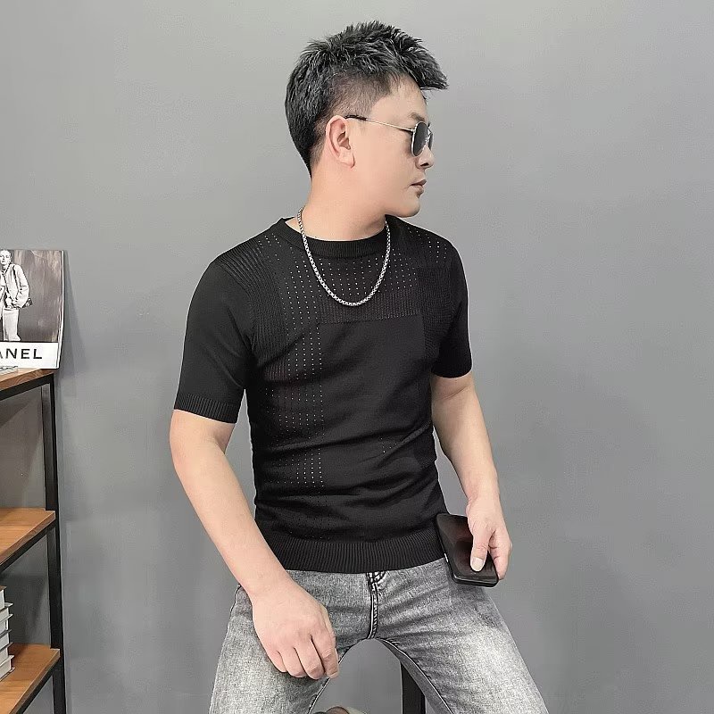 Áo Thun Dệt Kim Tay Ngắn Dáng Rộng Thời Trang Mùa Hè Cho Nam