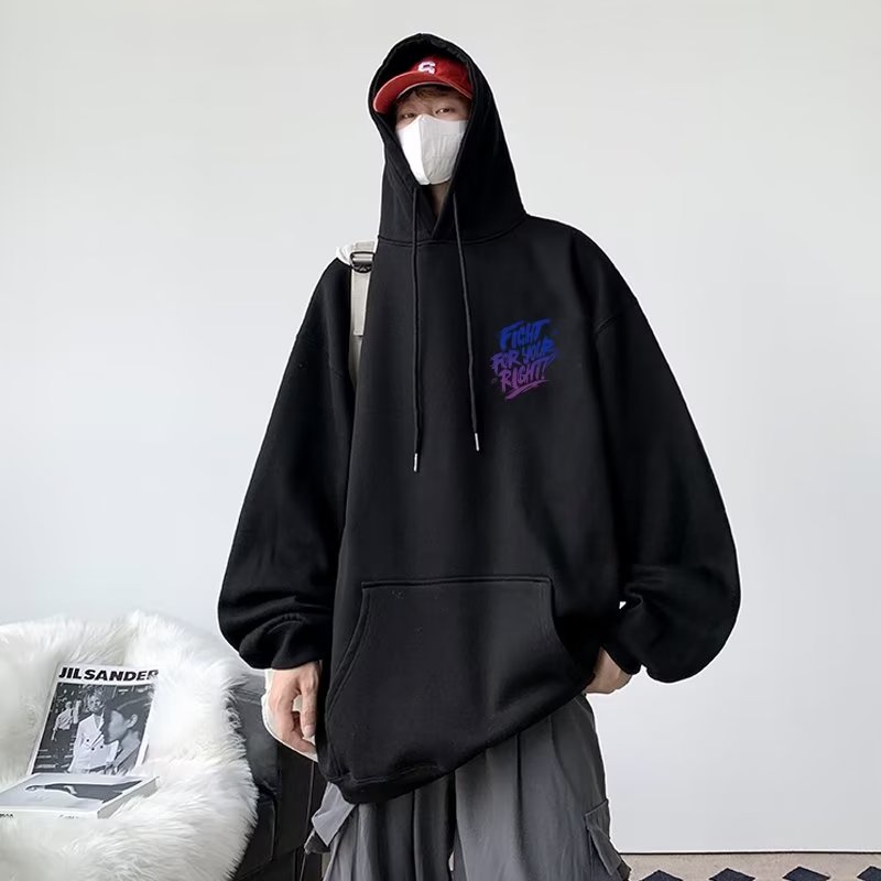 Áo hoodie Tay Dài Dáng Rộng In Chữ Tiếng Anh Đơn Giản Thời Trang Đường Phố Mỹ 2023 Cho Nam