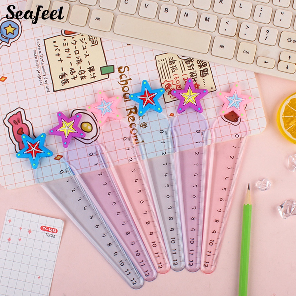 Bộ 2 Thước Thẳng Trong Suốt Chống Trượt Cho Học Sinh