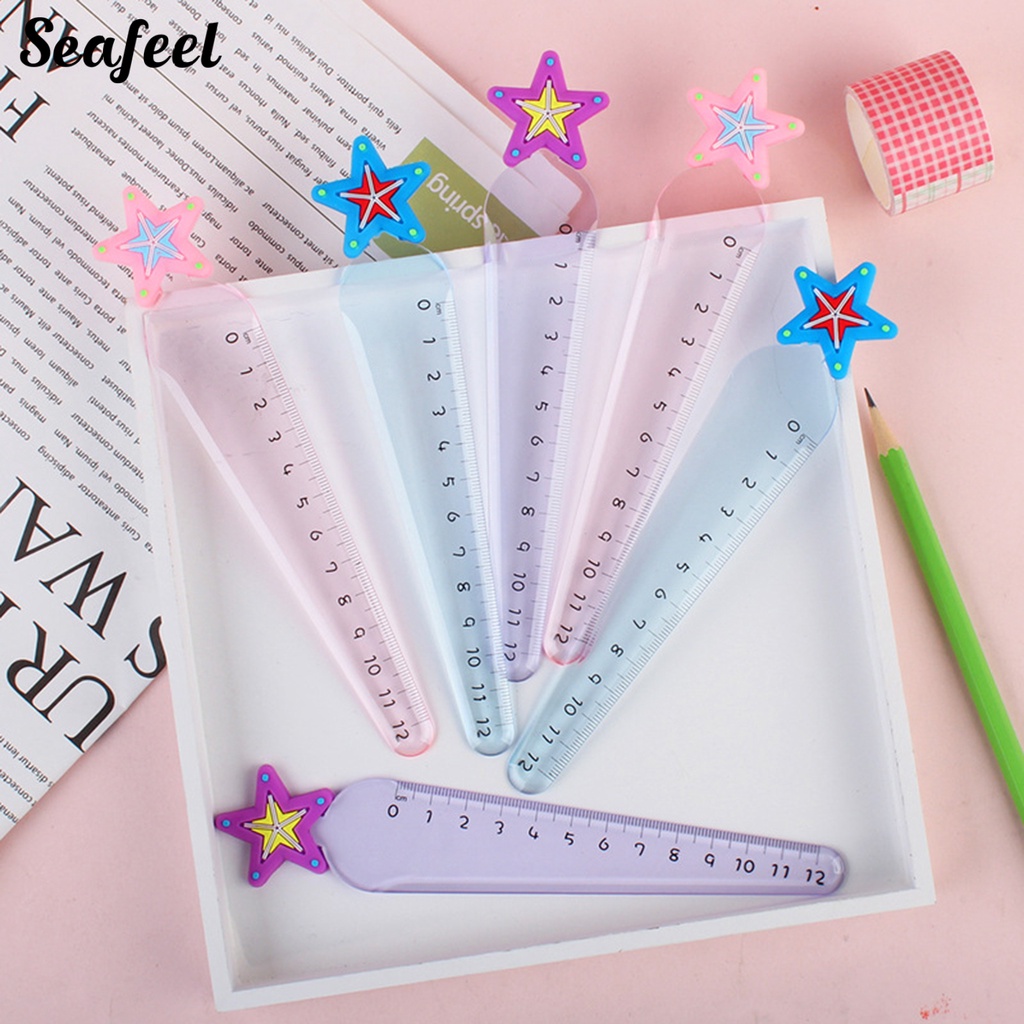 Bộ 2 Thước Thẳng Trong Suốt Chống Trượt Cho Học Sinh