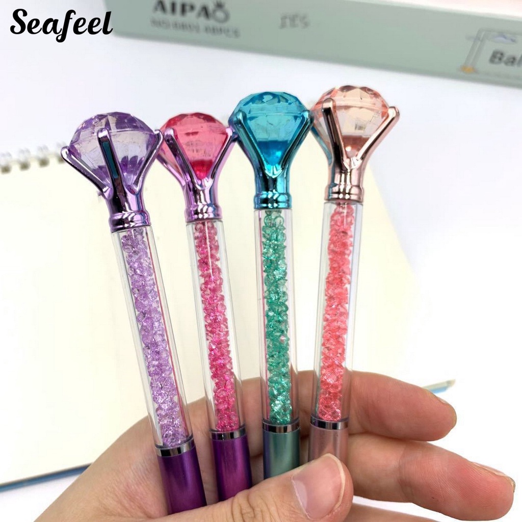 Bút Bi Pha Lê Giả Ngòi Kim Loại Khô Thoải Mái Sáng Tạo