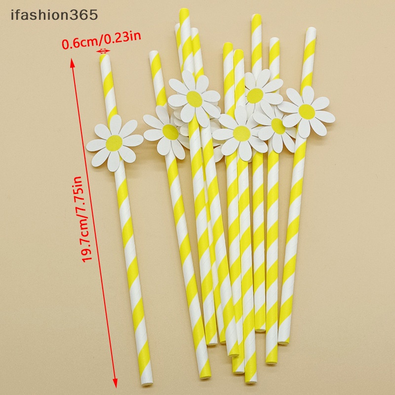 Set 10 Ống Hút Giấy Họa Tiết Hoa Cúc Dùng Một Lần Trang Trí Tiệc Sinh Nhật / Đám Cưới