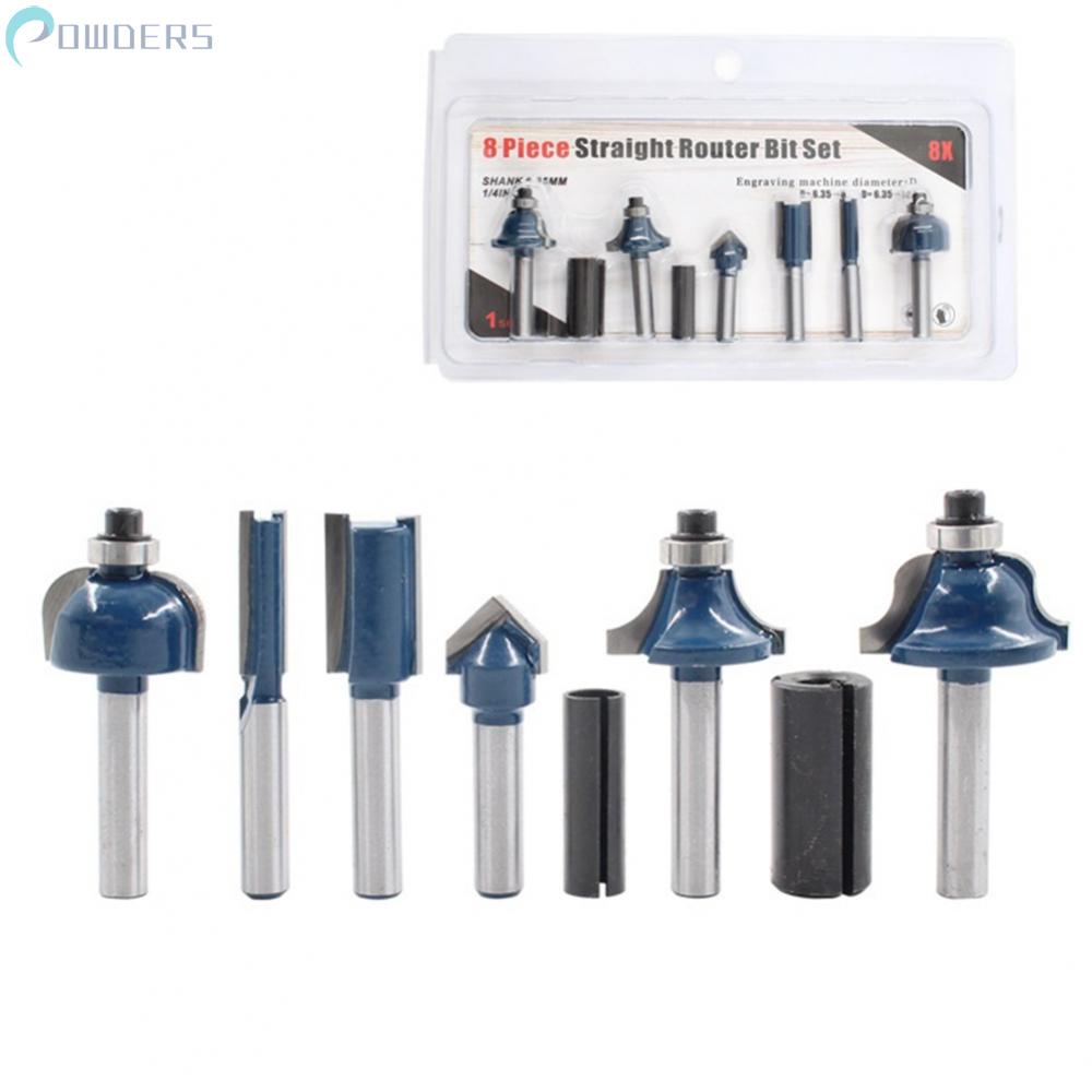 Set 8 Mũi Phay Thẳng 1 / 4 Inch Bằng Thép Chuyên Dụng Làm Đồ Thủ Công