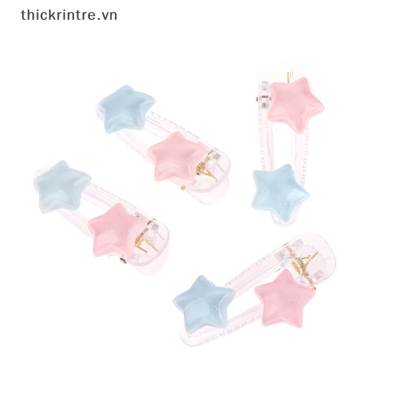 Bộ 2 Kẹp Tóc Hình Ngôi Sao Màu Hồng / Xanh Dương Xinh Xắn Y2K