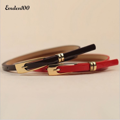 Thắt Lưng Giả Da Màu Trơn Khóa Vuông Thời Trang Cho Nữ