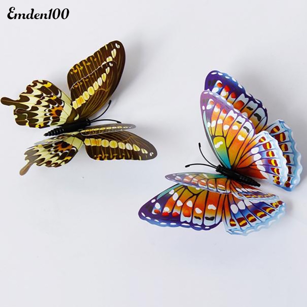 Set 12 Miếng Dán Tường Hình Bướm 3D Dạ Quang Dùng Để Trang Trí Nội Thất
