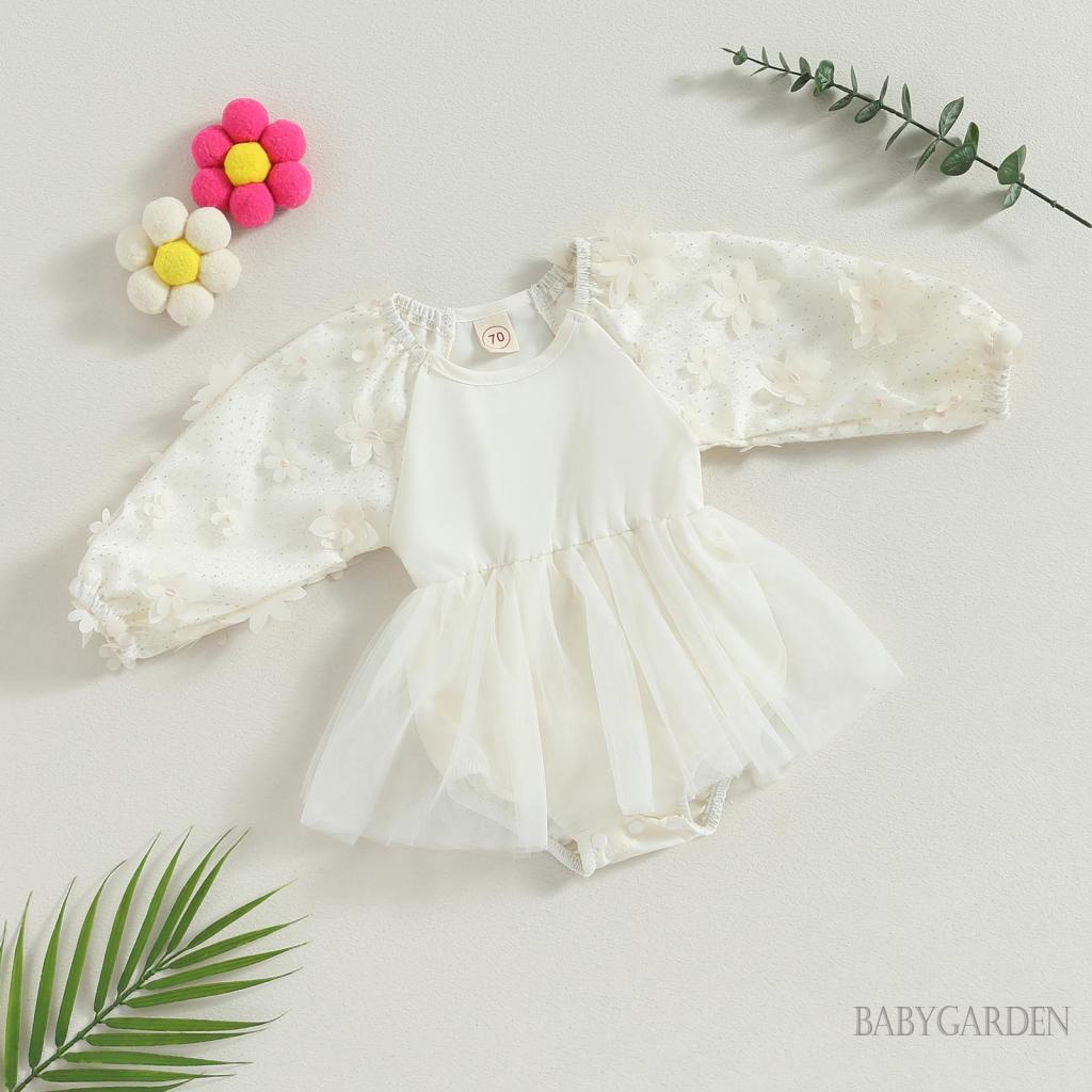 Bộ Áo Liền Quần Tay Dài Cổ Tròn In Hoa 3D Đính Kim Sa Lấp Lánh Thời Trang Mùa Xuân Cho Bé Gái