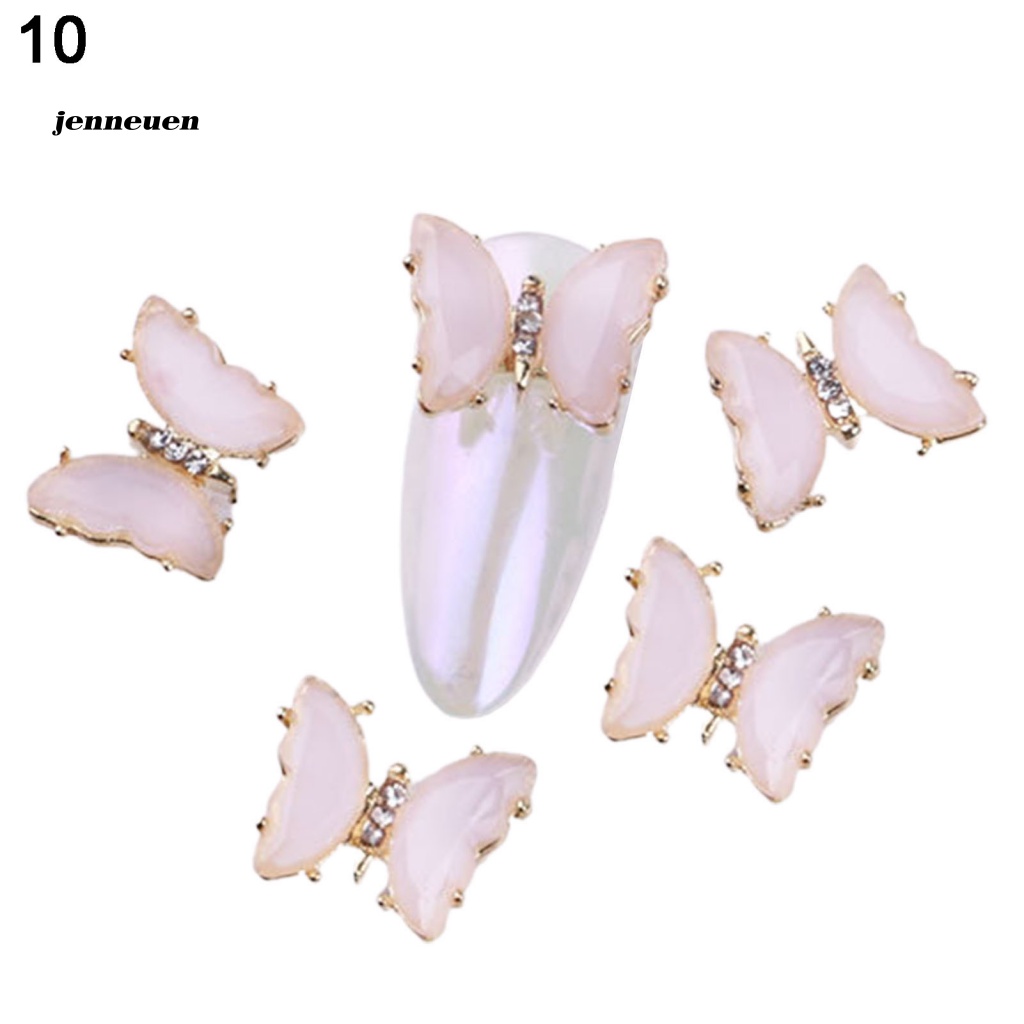 Set 5 Móng Tay Giả Hình Bướm 3D Đính Đá Zircon Sang Trọng Cho Nữ