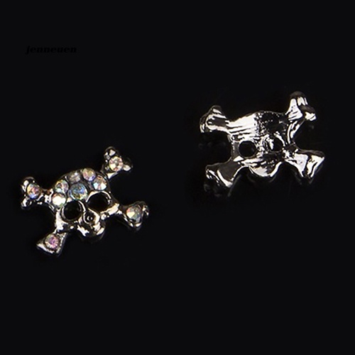 Set 10 Hộp Phụ Kiện Trang Trí Móng Nghệ Thuật Hình Đầu Lâu 3D Bằng Hợp Kim Thời Trang