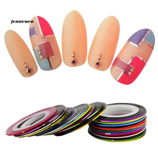 Set 30 Cuộn Băng Keo Nhiều Màu Sắc Dùng Trang Trí Móng Tay Nghệ Thuật DIY