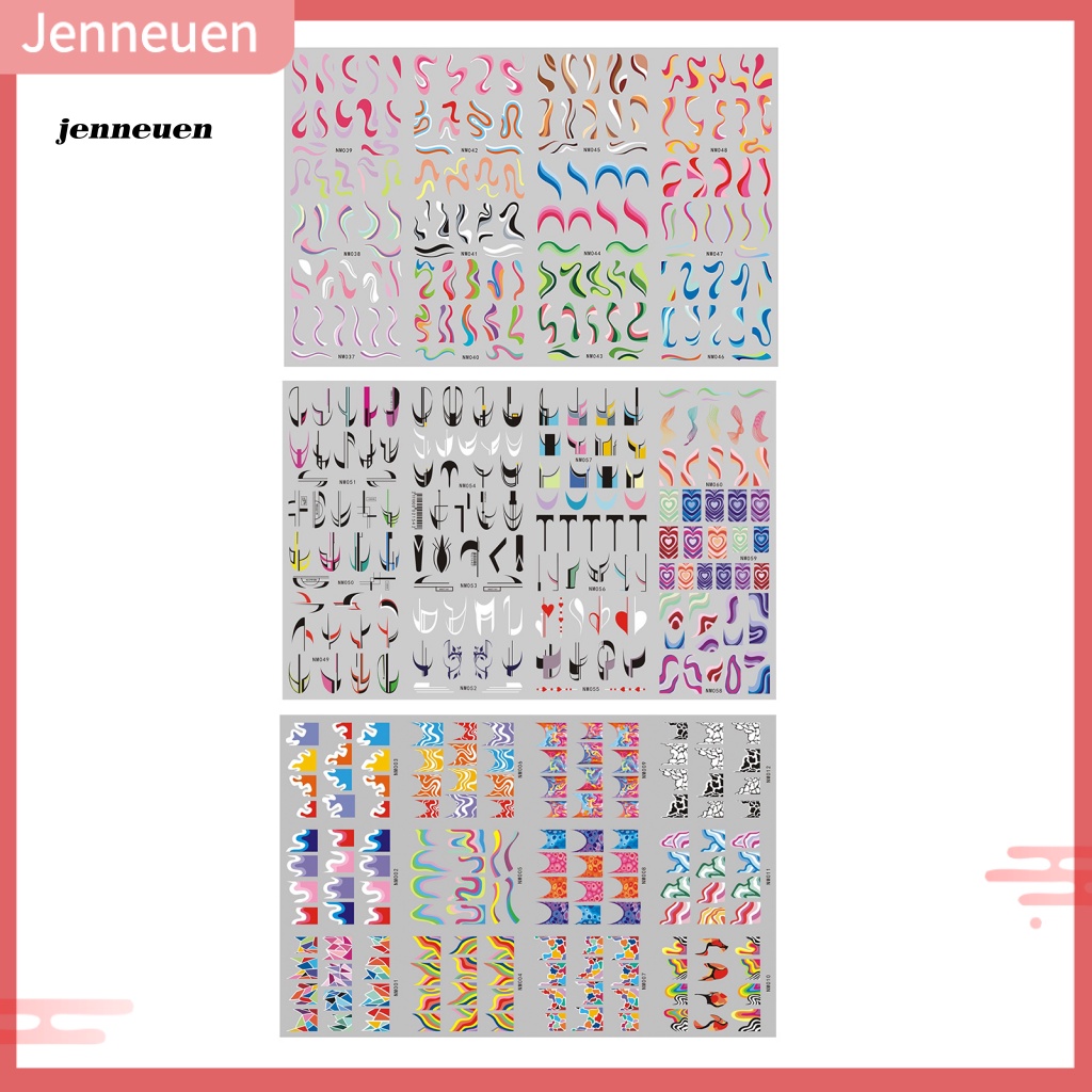 Set 3 Miếng Dán Trang Trí Móng Tay Họa Tiết Hình Học DIY