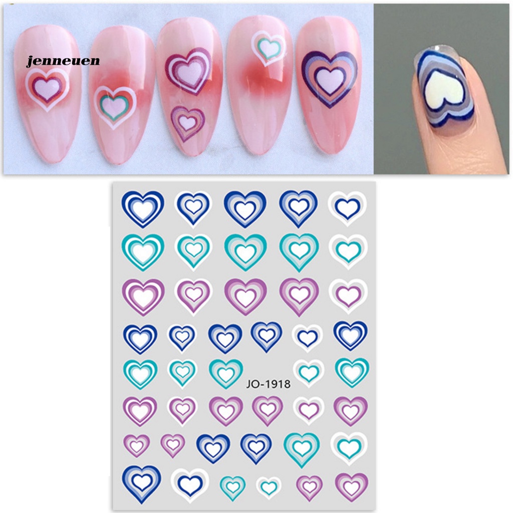 Miếng Dán Chuyển Màu Họa Tiết Trái Tim Trang Trí Móng Tay Nghệ Thuật Màu Sắc