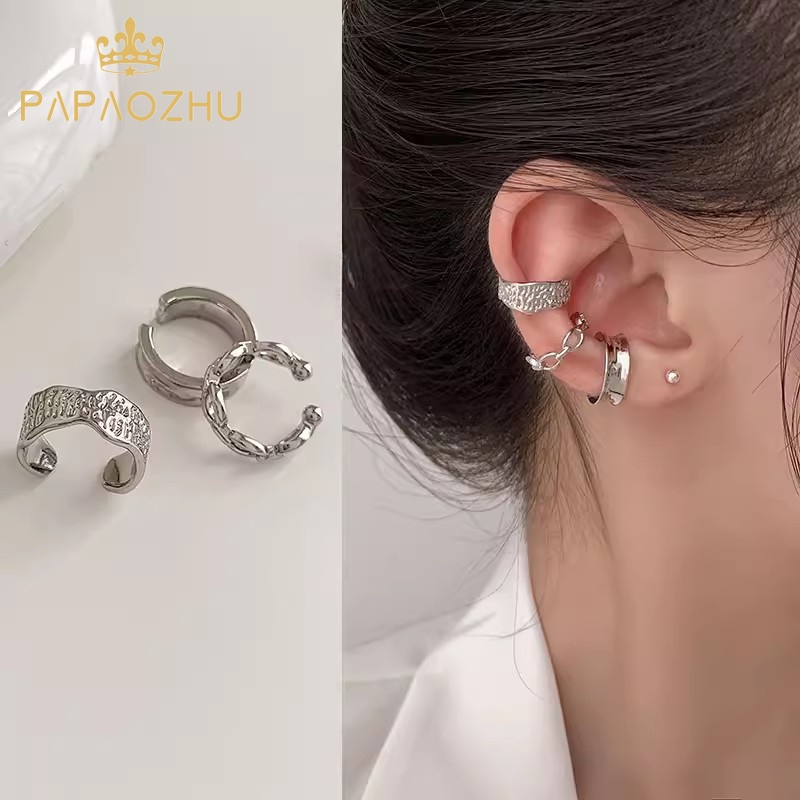 Set 3 Khuyên Tai Hình Học Bằng Thép Không Gỉ Không Gây Dị Ứng Thời Trang Cho Nam Và Nữ