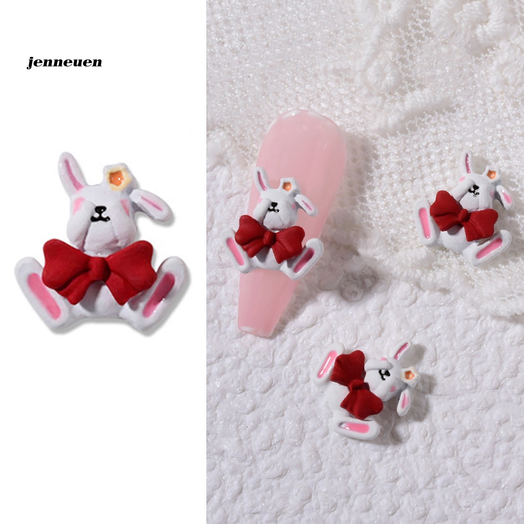 Set 10 Phụ Kiện Trang Trí Móng Tay Hình Thỏ Dễ Thương Siêu Nhẹ