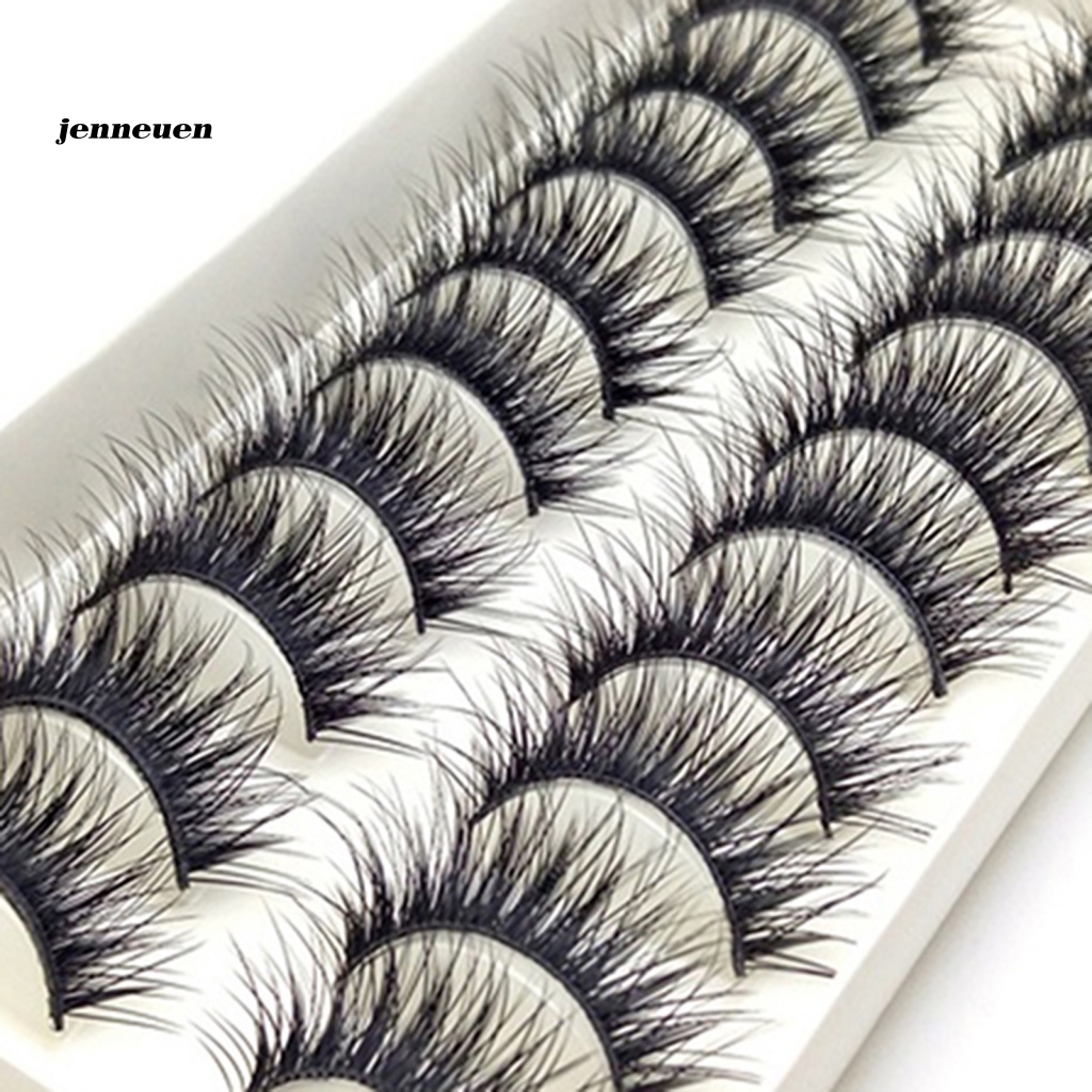 10 Cặp Lông Mi Giả Màu Đen Siêu Nhẹ Handmade Tái Sử Dụng Tiện Lợi