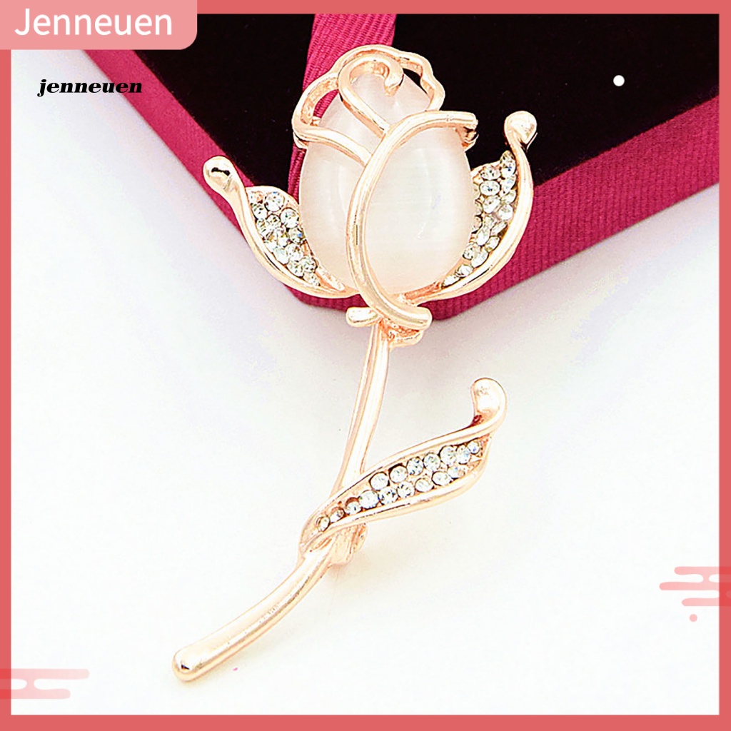 Trâm Cài Áo Hình Hoa Hồng Đính Đá Opal Nhân Tạo Thanh Lịch