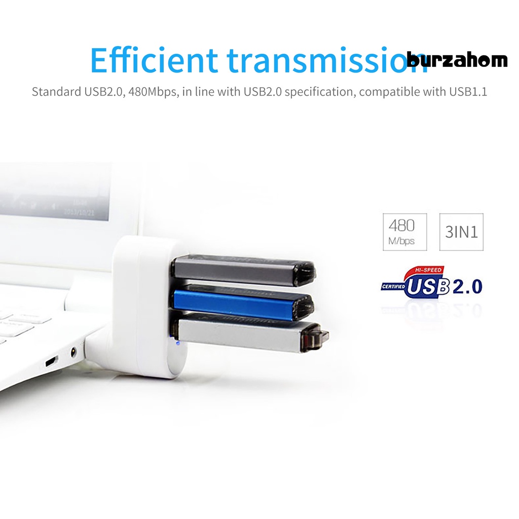 Bộ Chia Cổng USB2.0 Mini 3 Trong 1 Chống Nhiễu Ổn Định Cho Máy Ảnh