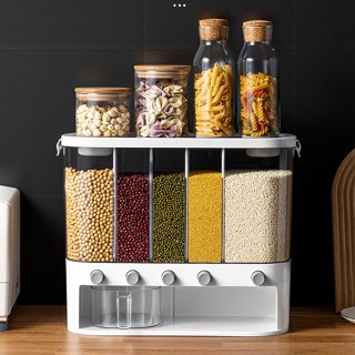 [GIAO NGAY] Hộp đựng gạo, ngũ cốc các loại hạt nhà bếp - Hộp lưu trữ chia ngăn thông minh, chống côn trùng ẩm mốc