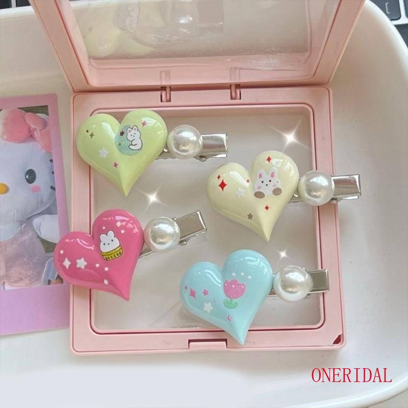 Kẹp Tóc Mái Bằng Bạc Hình Trái Tim Y2K Màu Pastel Dành Cho Nữ