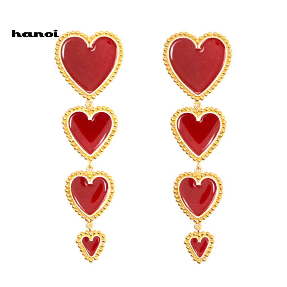 Khuyên Tai Nữ Dáng Dài Hình Trái Tim Thời Trang