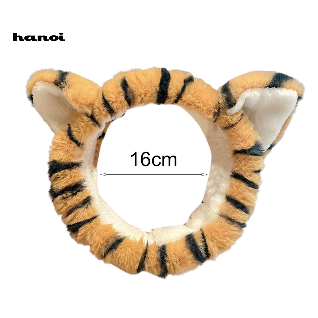 Băng Đô Cài Tóc Co Giãn Tốt In Họa Tiết Tai Hổ Hoạt Hình Cho Nữ Rửa Mặt