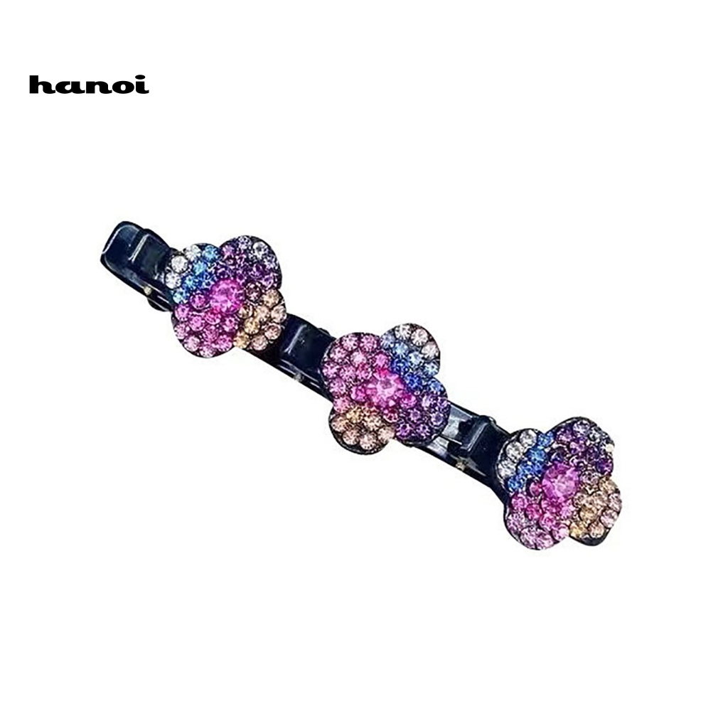 Set 4 Kẹp Tóc Nữ Hình Bông Hoa Đính Đá Lấp Lánh Chống Trượt