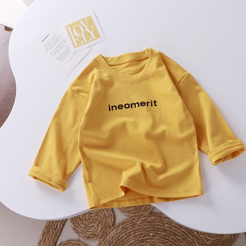 Áo Thun cotton Tay Dài In Chữ Thời Trang Xuân Thu Cho Bé 70-150cm