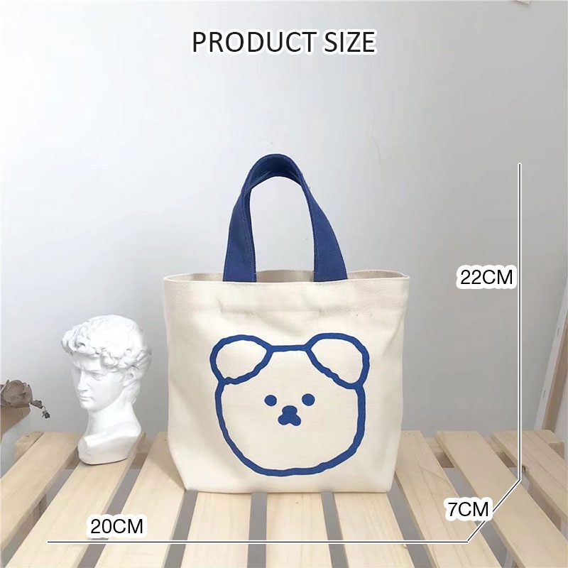 Túi Xách Vải Canvas Cỡ Lớn In Họa Tiết Dễ Thương Phong Cách Hàn Quốc Cho Học Sinh