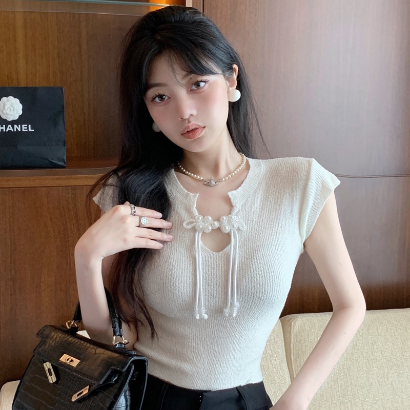 Áo Dệt Kim Mỏng Dáng Ôm Thời Trang Mùa Hè Dành Cho Nữ