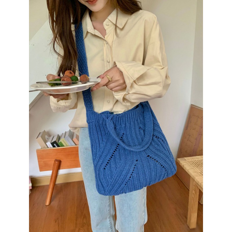 Túi Đeo Chéo Vải Len Cỡ Lớn Phong Cách Vintage Thời Trang