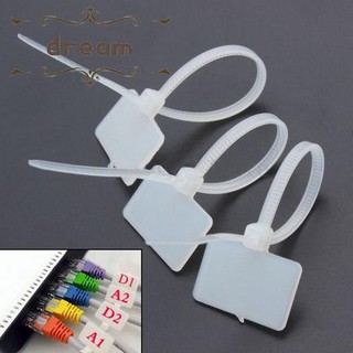 【DREAMLIFE】Plastic Nylon Label Tie Network Cable Marker Cord Wire Straps Zip Label Ties