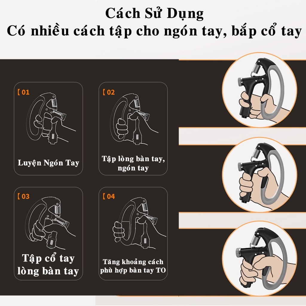 Kìm Bóp Tay, Kìm Tập Cơ Tay, Dụng Cụ Tập Gym Tại Nhà Điều Chỉnh 10-100kg thông minh có đếm số