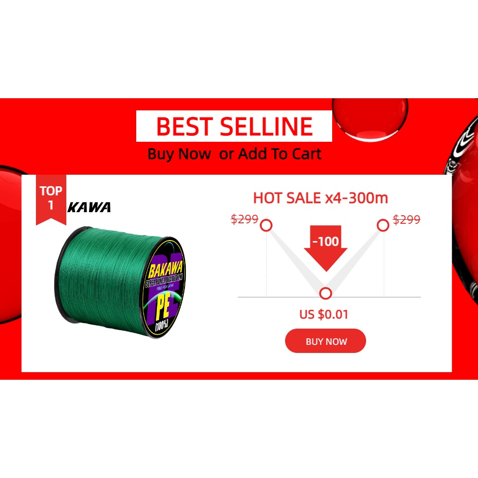 Bakawa Cuộn Dây Câu Cá Bện 4 Sợi pe Dài 300m