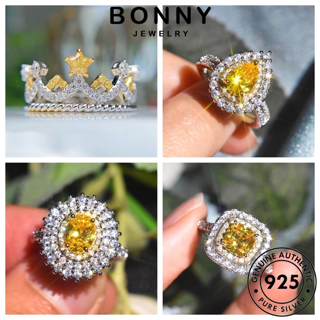 Bonny jewelry citrine original women nhẫn bạc trang sức sang trọng 925 m096