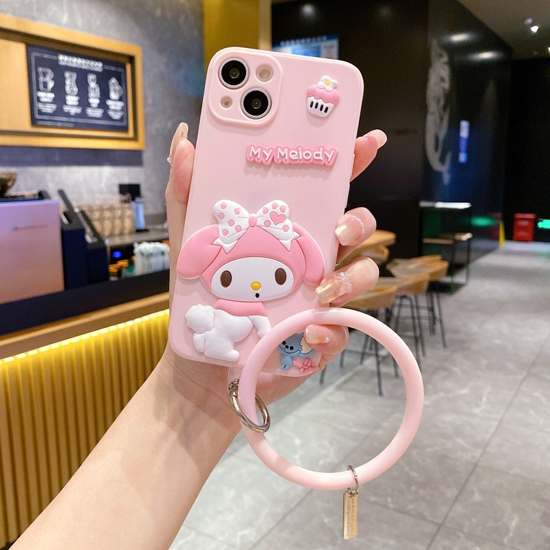 Ốp Điện Thoại Chống Rơi Hình sanrio my melody Có Dây Đeo Cho iphone 15 11 12 13 14 pro max plus xs xr x 6s 7 8 plus se 2020